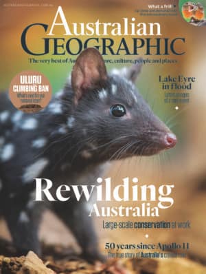 Cover of the 151st edition of the Australian Geographic Magazine, featuring an Eastern Quoll